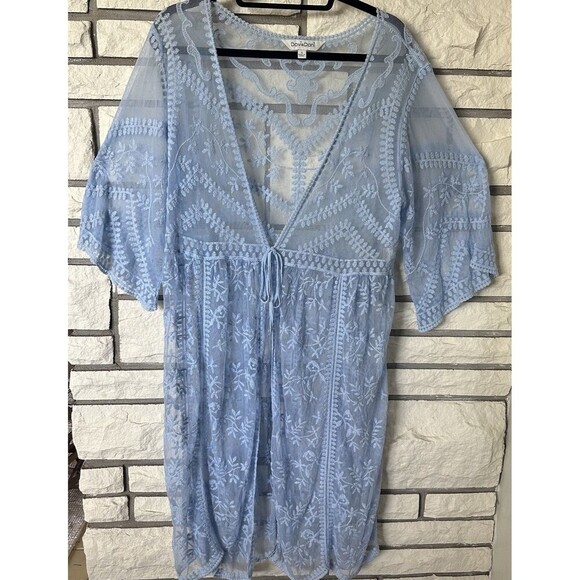 Davi & Dani Printed Long Sleeve Loose Kimono Sz Small Boho Chic Versatile Layer - Picture 1 of 8